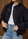 FUNNEL NECK BOMBER JACKET- BLACK