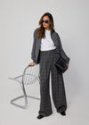 THE SIGNATURE WIDE LEG TROUSERS - GREY CHECK