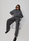 THE SIGNATURE WIDE LEG TROUSERS - GREY CHECK