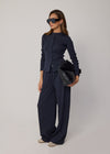 COMING SOON RELAXED RIBBED TROUSERS - NAVY