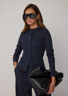 LONG SLEEVE RIBBED TOP - NAVY