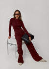 COMING SOON RELAXED RIBBED TROUSERS - BURGUNDY