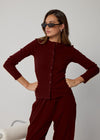 LONG SLEEVE RIBBED TOP - BURGUNDY