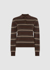 COMING SOON LONG SLEEVE KNITTED POLO - BROWN STRIPE