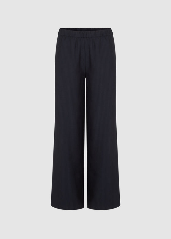 PINSTRIPE WIDE LEG TROUSERS - NAVY