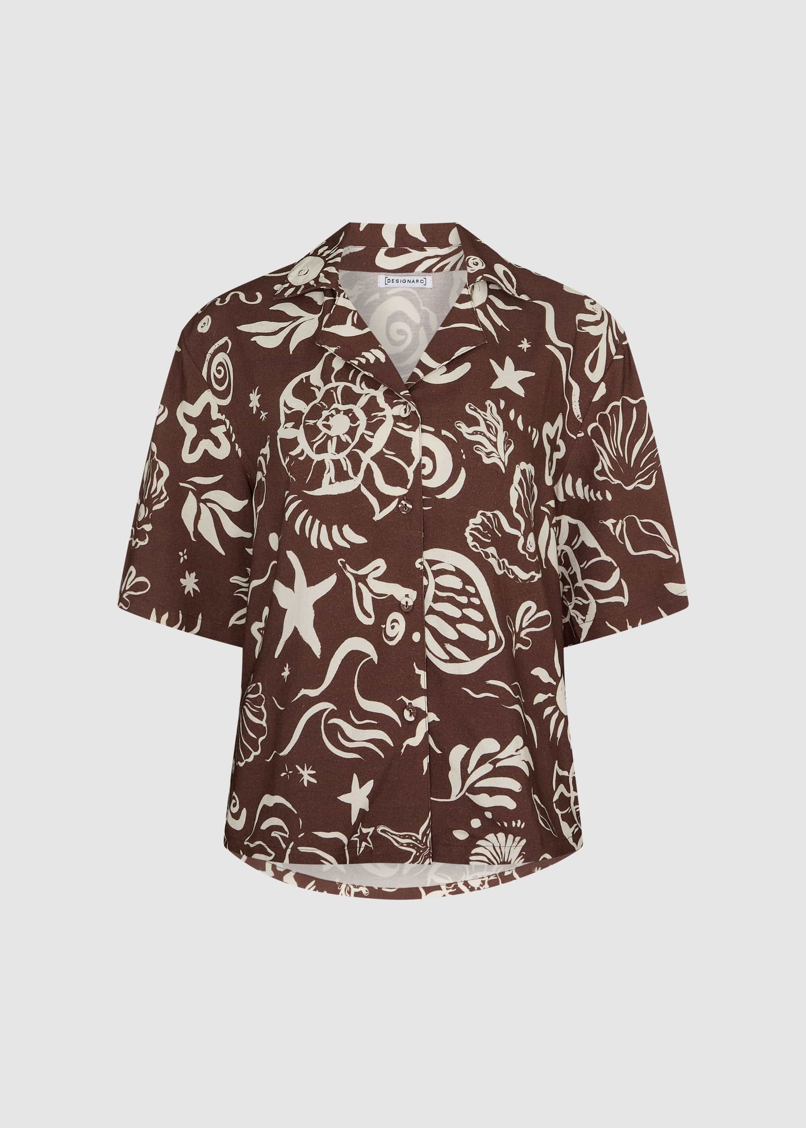 RELAXED SHELL PRINT SHIRT - BROWN – WAT THE BRAND
