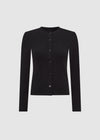 RIBBED BUTTON THROUGH TOP - BLACK