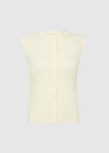 SLEEVELESS RIBBED BUTTON THROUGH - ECRU