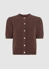 COMING SOON SHORT PUFF SLEEVE CARDIGAN - BROWN