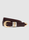 COMING SOON STATEMENT CROC LEATHER BELT - BURGUNDY