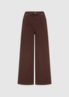 STRAIGHT LEG COTTON TROUSER - BROWN