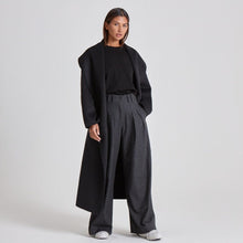  TAILORED PINSTRIPE WIDE LEG TROUSERS - CHARCOAL