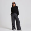 TAILORED PINSTRIPE WIDE LEG TROUSERS - CHARCOAL