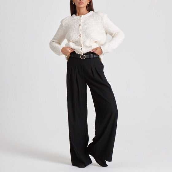 TAILORED WIDE LEG TROUSERS - BLACK