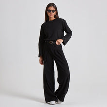  TAILORED WIDE LEG TROUSERS - BLACK