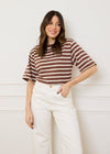 STRIPE BOXY TEE - BROWN