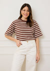 STRIPE BOXY TEE - BROWN