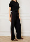SIDE STRIPE RELAXED TROUSERS - BLACK