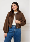 CROPPED VOLUME BOMBER JACKET - MOCHA