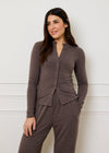 POINTELLE BUTTON THROUGH TOP - MOCHA