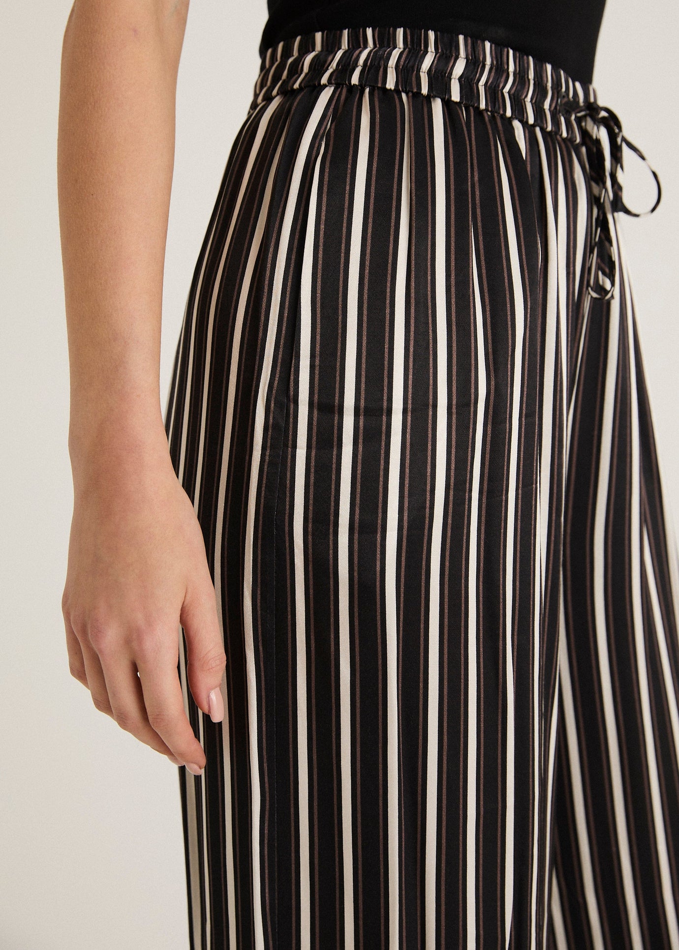 SATIN WIDE LEG TROUSER - BROWN STRIPE – WAT THE BRAND