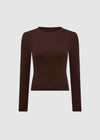 SMOOTH SCULPT LONG SLEEVE TOP - BROWN
