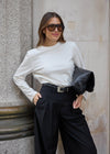 STATEMENT BUCKLE LEATHER BELT - BLACK