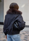 FAUX FUR COLLARED BOMBER - BLACK