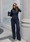 LONG SLEEVE RIBBED TOP - NAVY