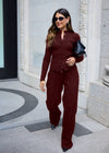 RELAXED RIBBED TROUSERS - BURGUNDY