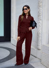 RELAXED RIBBED TROUSERS - BURGUNDY