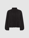 FUNNEL NECK BOMBER JACKET- BLACK