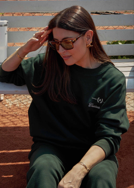 COURTSIDE CLUB CREWNECK JUMPER - DARK GREEN