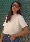 THE CROPPED BOXY TEE - CREAM