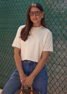  THE CROPPED BOXY TEE - CREAM