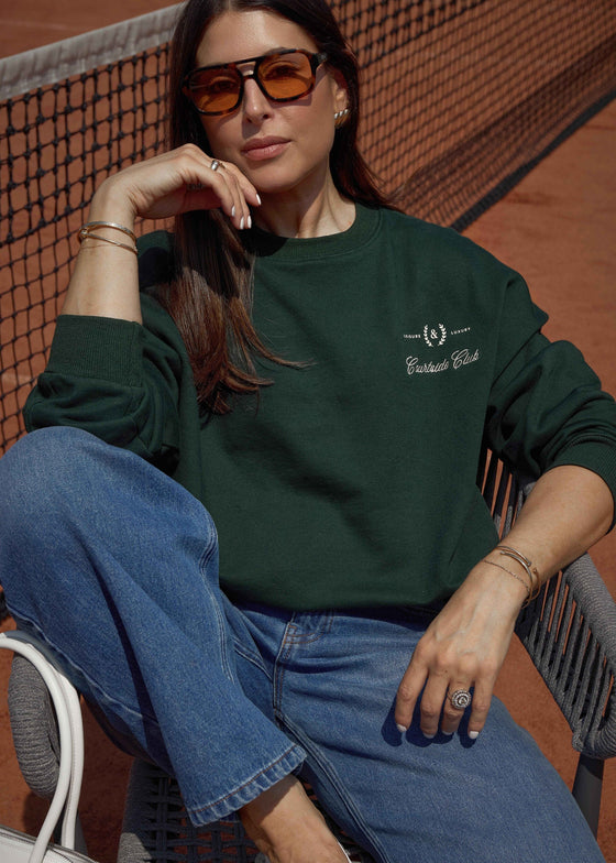 COURTSIDE CLUB CREWNECK JUMPER - DARK GREEN
