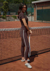 ACTIVE SCULPT STRIPE LEGGINGS - BROWN / WHITE