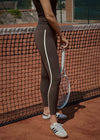 ACTIVE SCULPT STRIPE LEGGINGS - BROWN / WHITE