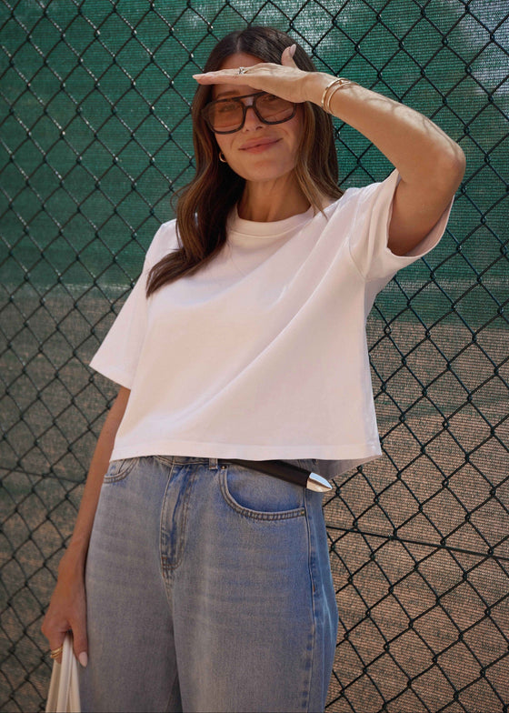 THE CROPPED BOXY TEE - WHITE