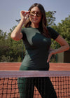 SCULPT RIB T-SHIRT - DARK GREEN