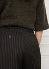 PINSTRIPE TAILORED WIDE LEG TROUSERS - BROWN