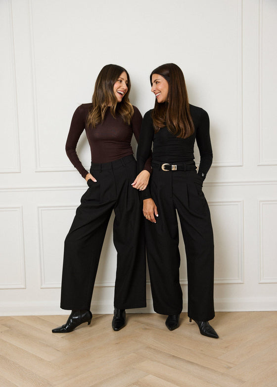 HIGH NECK SMOOTH SCULPT LONG SLEEVE TOP - BLACK