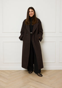  RELAXED WOOL BLEND COAT - BROWN