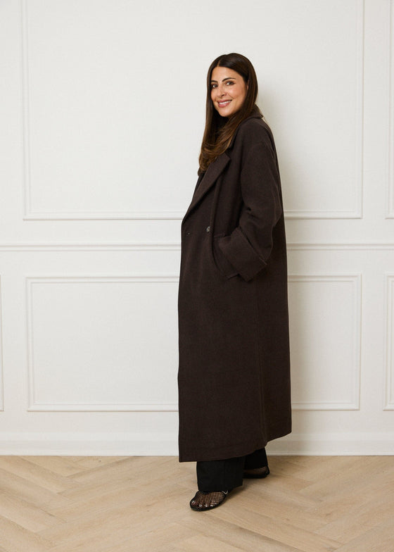 RELAXED WOOL BLEND COAT - BROWN