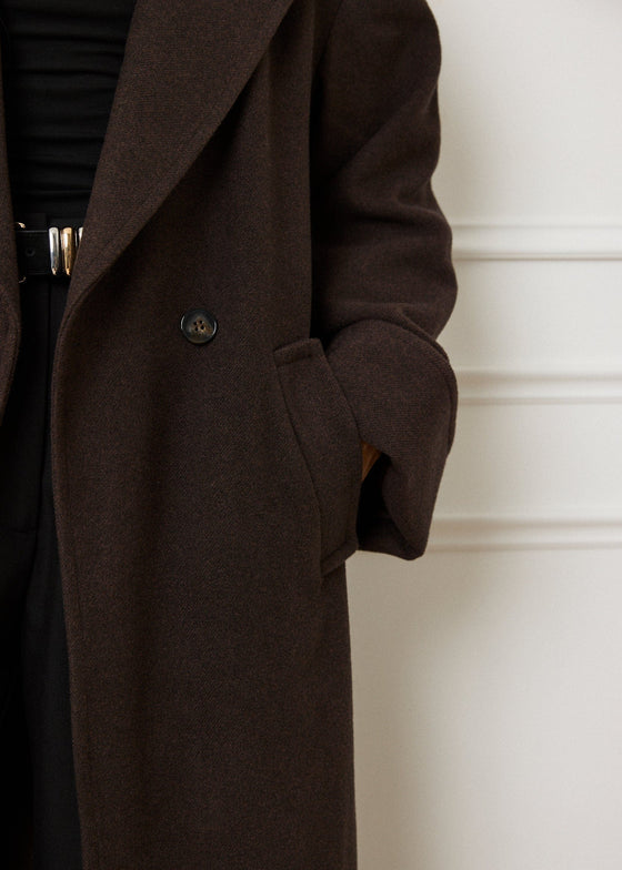 RELAXED WOOL BLEND COAT - BROWN