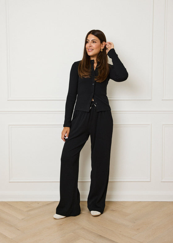 RELAXED RIBBED TROUSER - BLACK