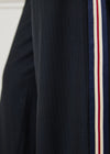 PINSTRIPE WIDE LEG TROUSERS - NAVY