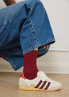 2 PACK RIBBED SOCKS - CHERRY & BROWN