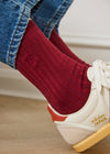 2 PACK RIBBED SOCKS - CHERRY & BROWN
