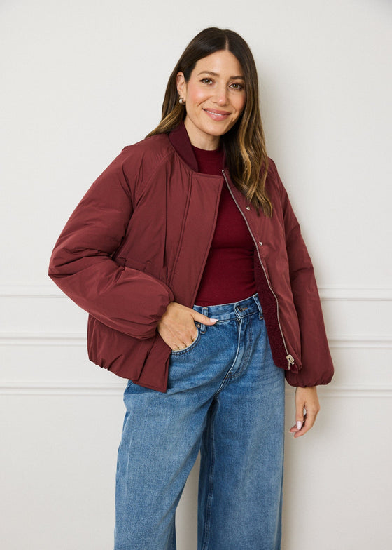 REVERSIBLE BOMBER JACKET - CHERRY
